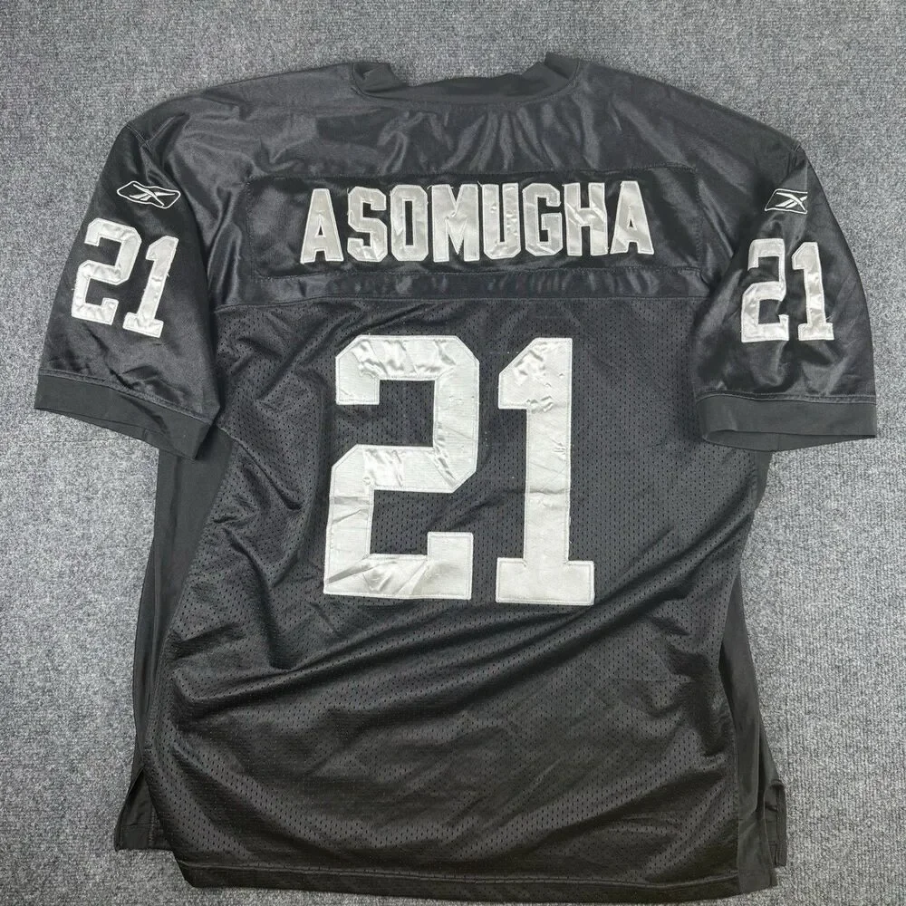 Vintage Oakland Raiders Jersey Mens Size52 Black NFL Stitched Asomugha 21 Reebok
